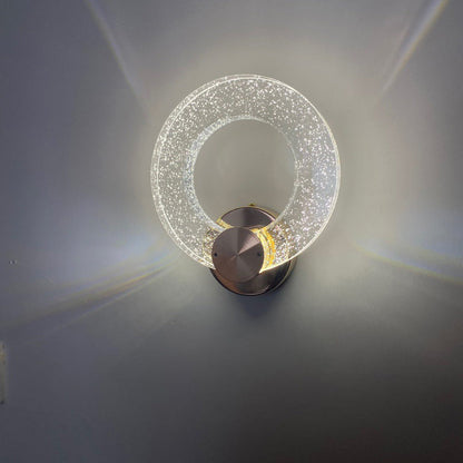 Modern Luxury Circle Bubble Disc Base Iron Aluminum Crystal LED Wall Sconce Lamp For Bedroom