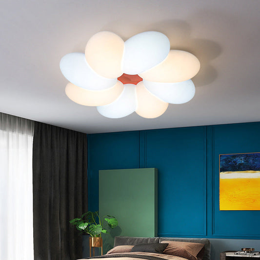 Modern Minimalist Kids Petal Surround Iron PLA LED Flush Mount Ceiling Light For Bedroom