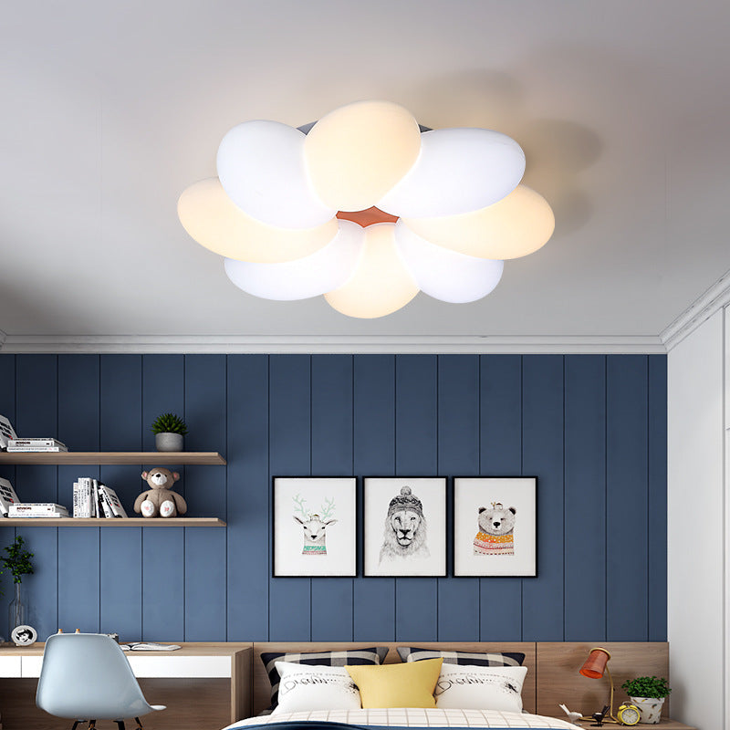 Modern Minimalist Kids Petal Surround Iron PLA LED Flush Mount Ceiling Light For Bedroom