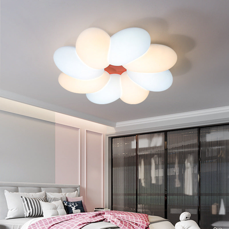 Modern Minimalist Kids Petal Surround Iron PLA LED Flush Mount Ceiling Light For Bedroom