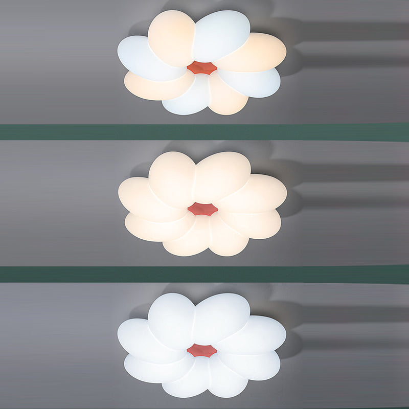 Modern Minimalist Kids Petal Surround Iron PLA LED Flush Mount Ceiling Light For Bedroom