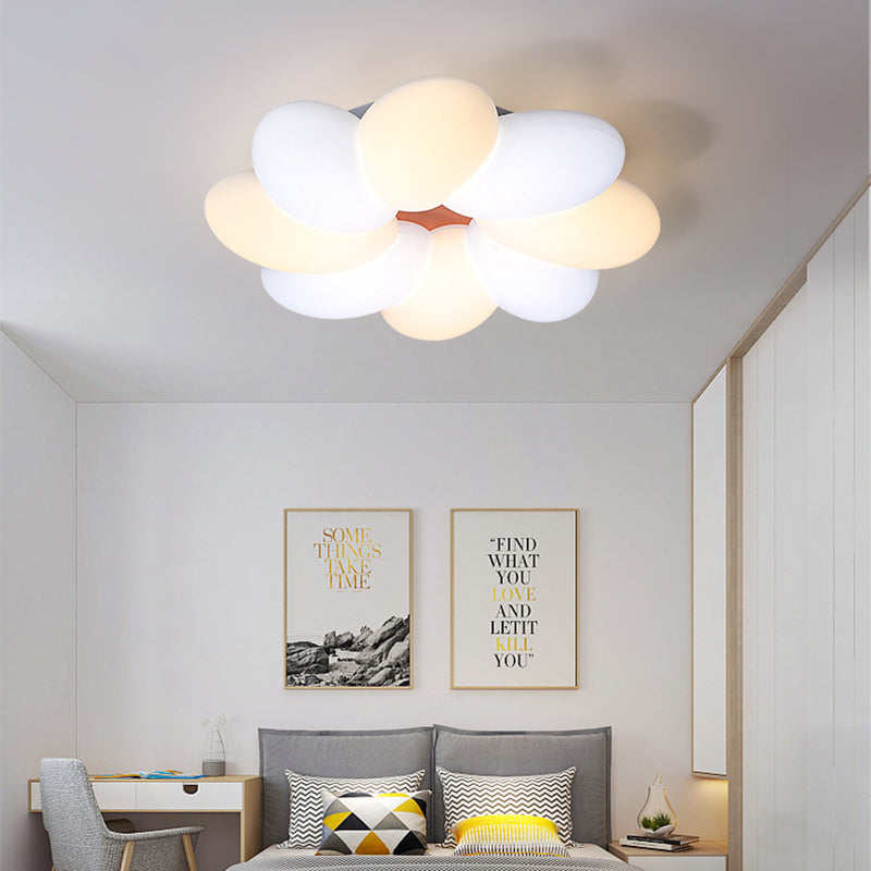 Modern Minimalist Kids Petal Surround Iron PLA LED Flush Mount Ceiling Light For Bedroom