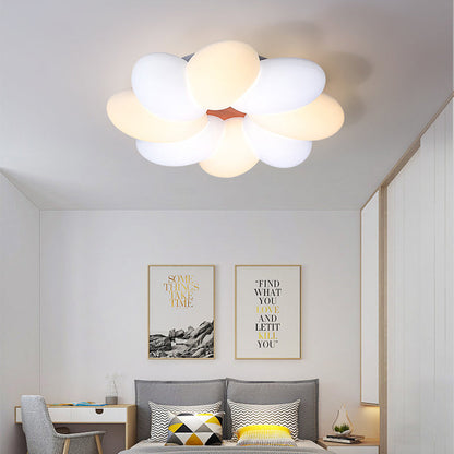 Modern Minimalist Kids Petal Surround Iron PLA LED Flush Mount Ceiling Light For Bedroom