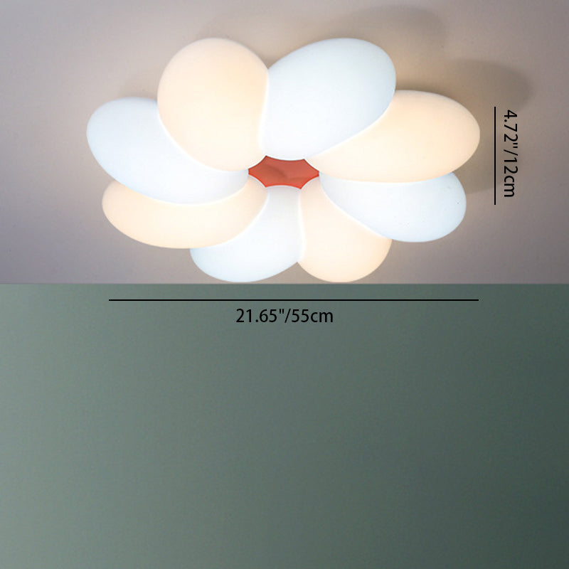 Modern Minimalist Kids Petal Surround Iron PLA LED Flush Mount Ceiling Light For Bedroom