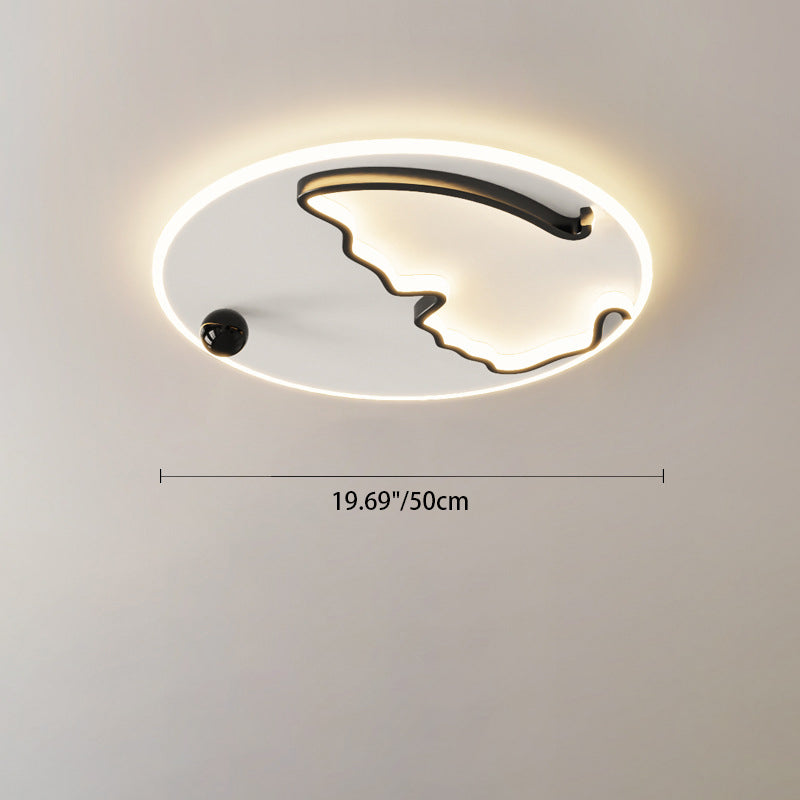 Modern Minimalist Round Ball Butterfly Iron Aluminum Acrylic LED Flush Mount Ceiling Light For Bedroom