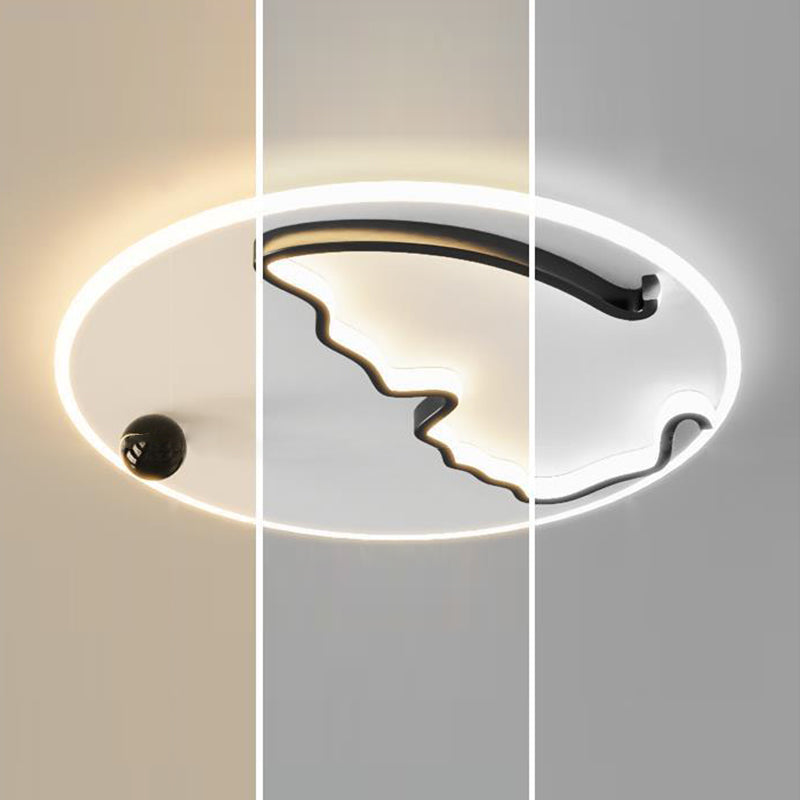 Modern Minimalist Round Ball Butterfly Iron Aluminum Acrylic LED Flush Mount Ceiling Light For Bedroom