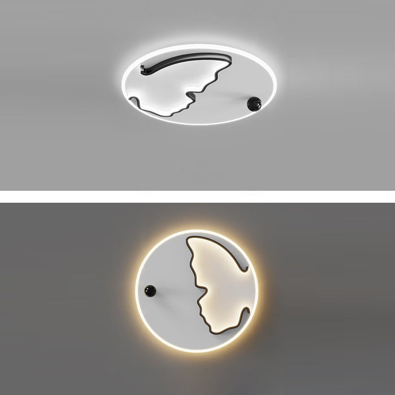 Modern Minimalist Round Ball Butterfly Iron Aluminum Acrylic LED Flush Mount Ceiling Light For Bedroom