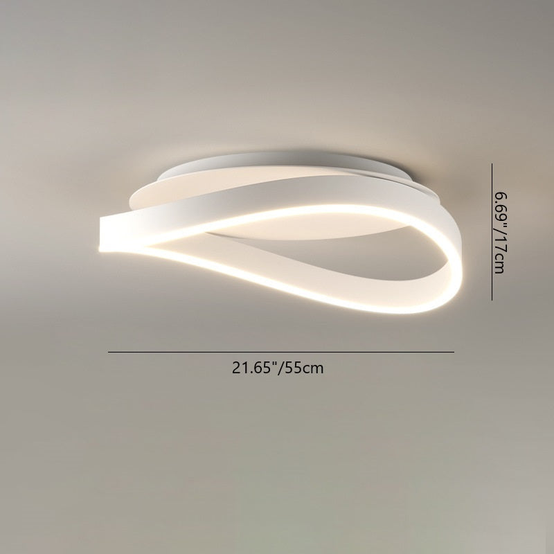 Modern Minimalist Ring Strip Irregular Disc Base Iron Aluminum Silicone LED Semi-Flush Mount Ceiling Light For Bedroom