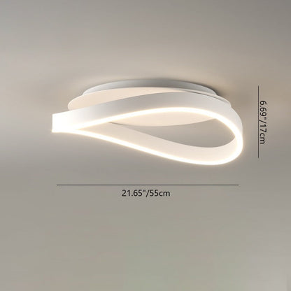 Modern Minimalist Ring Strip Irregular Disc Base Iron Aluminum Silicone LED Semi-Flush Mount Ceiling Light For Bedroom