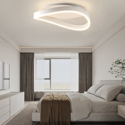 Modern Minimalist Ring Strip Irregular Disc Base Iron Aluminum Silicone LED Semi-Flush Mount Ceiling Light For Bedroom