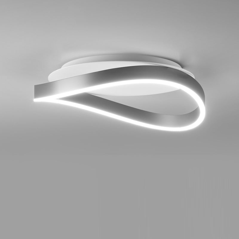 Modern Minimalist Ring Strip Irregular Disc Base Iron Aluminum Silicone LED Semi-Flush Mount Ceiling Light For Bedroom