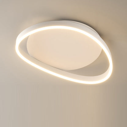 Modern Minimalist Ring Strip Irregular Disc Base Iron Aluminum Silicone LED Semi-Flush Mount Ceiling Light For Bedroom