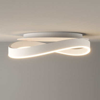 Modern Minimalist Ring Strip Irregular Disc Base Iron Aluminum Silicone LED Semi-Flush Mount Ceiling Light For Bedroom