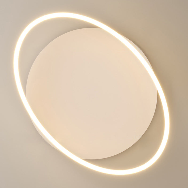 Modern Minimalist Ring Strip Irregular Disc Base Iron Aluminum Silicone LED Semi-Flush Mount Ceiling Light For Bedroom