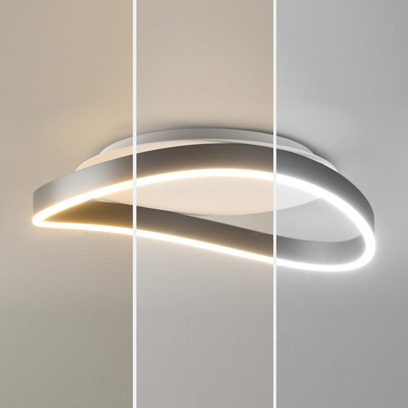 Modern Minimalist Ring Strip Irregular Disc Base Iron Aluminum Silicone LED Semi-Flush Mount Ceiling Light For Bedroom
