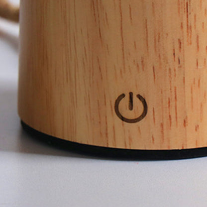 Contemporary Creative Wooden Man Cylinder Ball Wood Sisal Acrylic LED Table Lamp For Bedroom