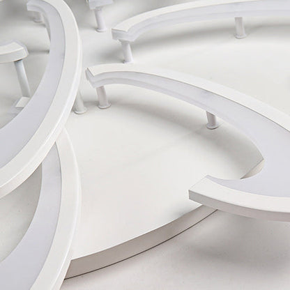 Modern Minimalist Oval Arc Windmill Round Base Iron Acrylic LED Flush Mount Ceiling Light For Living Room