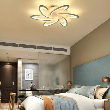 Modern Minimalist Oval Arc Windmill Round Base Iron Acrylic LED Flush Mount Ceiling Light For Living Room