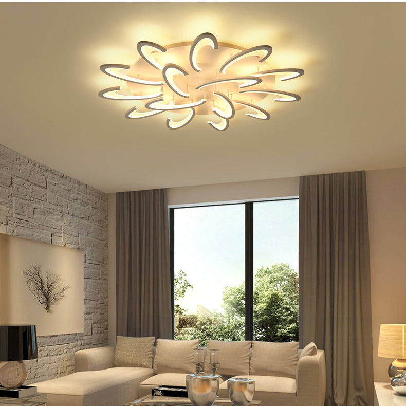 Modern Minimalist Oval Arc Windmill Round Base Iron Acrylic LED Flush Mount Ceiling Light For Living Room