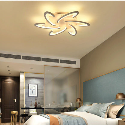Modern Minimalist Oval Arc Windmill Round Base Iron Acrylic LED Flush Mount Ceiling Light For Living Room