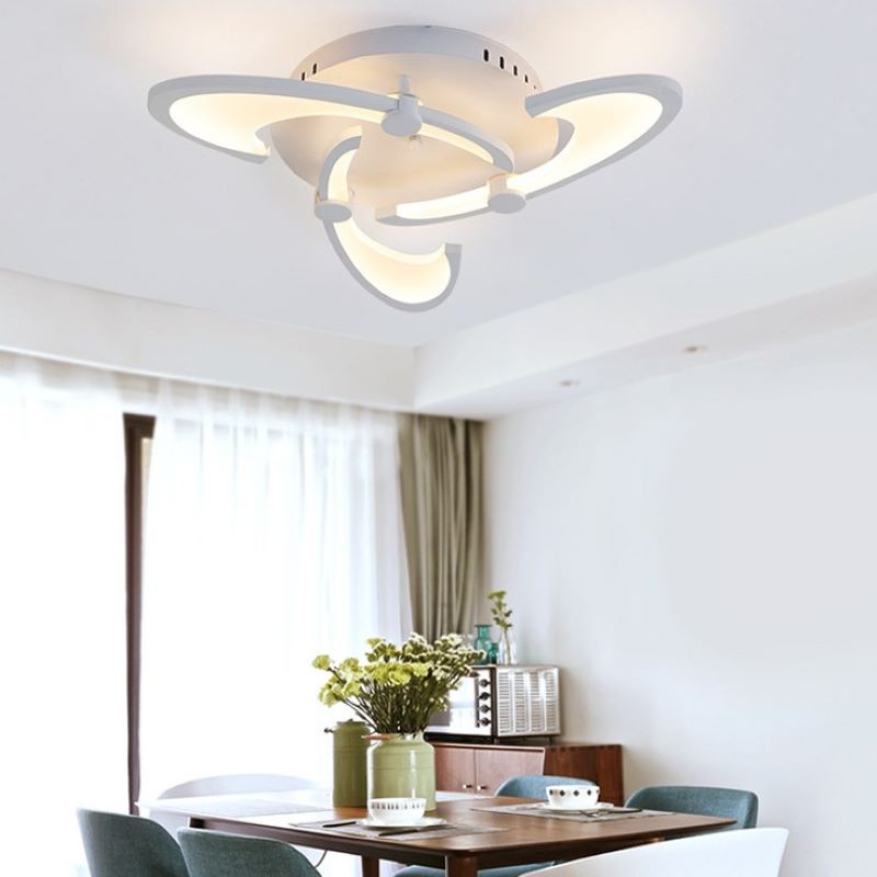Modern Minimalist Oval Arc Windmill Round Base Iron Acrylic LED Flush Mount Ceiling Light For Living Room