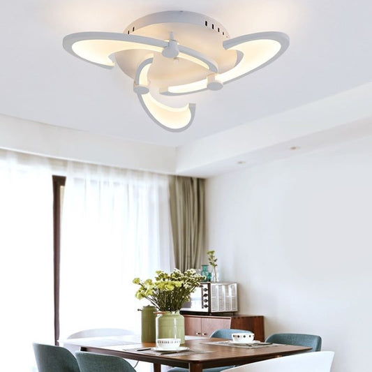 مصباح سقف LED بتصميم طاحونة هوائية بيضاوية الشكل بتصميم عصري بسيط مصنوع من الحديد والأكريليك ومثبت على السقف لغرفة المعيشة