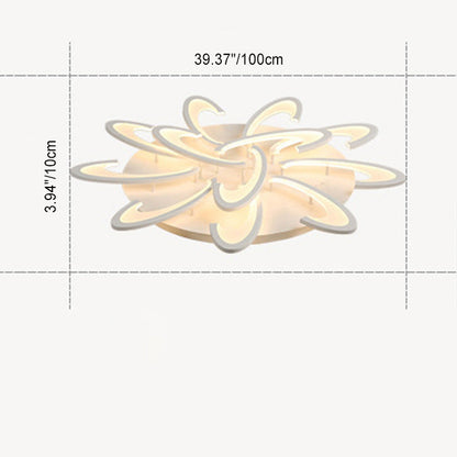 Modern Minimalist Oval Arc Windmill Round Base Iron Acrylic LED Flush Mount Ceiling Light For Living Room