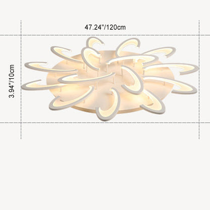 Modern Minimalist Oval Arc Windmill Round Base Iron Acrylic LED Flush Mount Ceiling Light For Living Room