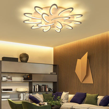 Modern Minimalist Oval Arc Windmill Round Base Iron Acrylic LED Flush Mount Ceiling Light For Living Room