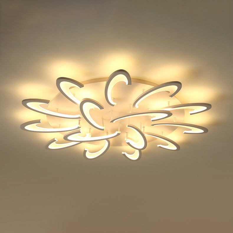 Modern Minimalist Oval Arc Windmill Round Base Iron Acrylic LED Flush Mount Ceiling Light For Living Room
