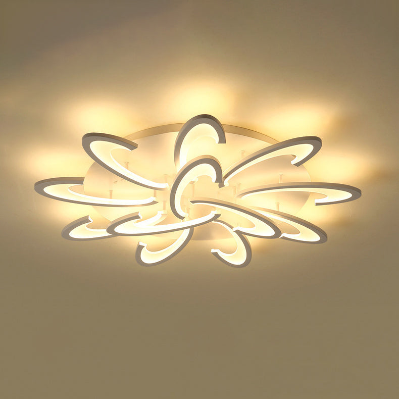 Modern Minimalist Oval Arc Windmill Round Base Iron Acrylic LED Flush Mount Ceiling Light For Living Room