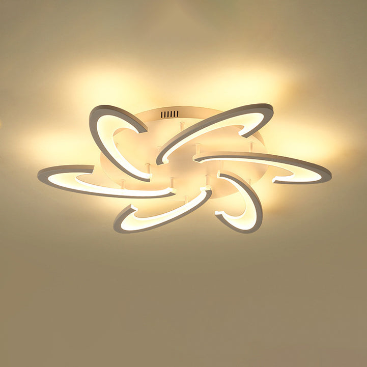 Modern Minimalist Oval Arc Windmill Round Base Iron Acrylic LED Flush Mount Ceiling Light For Living Room