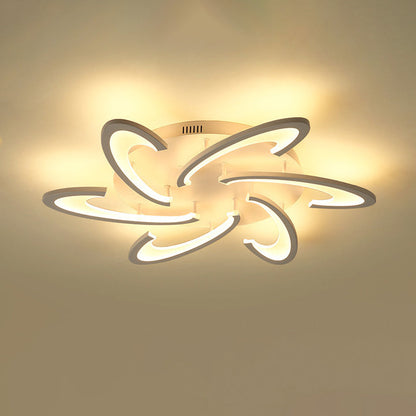 Modern Minimalist Oval Arc Windmill Round Base Iron Acrylic LED Flush Mount Ceiling Light For Living Room