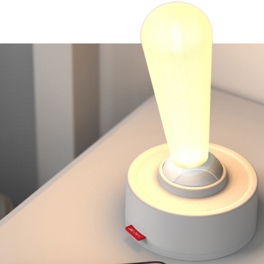 Modern Minimalist Oval Handle Toggle Cylinder Base ABS Silicone LED Table Lamp For Bedroom