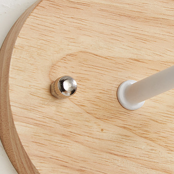 Contemporary Scandinavian Circle Spherical Bird Disc Base Wooden Glass 1-Light Wall Sconce Lamp For Bedroom