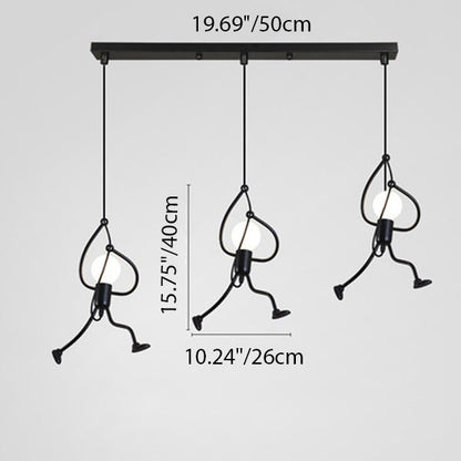 Contemporary Creative Orb Cylinder People Iron 1/3 Light Pendant Light Island For Dining Room