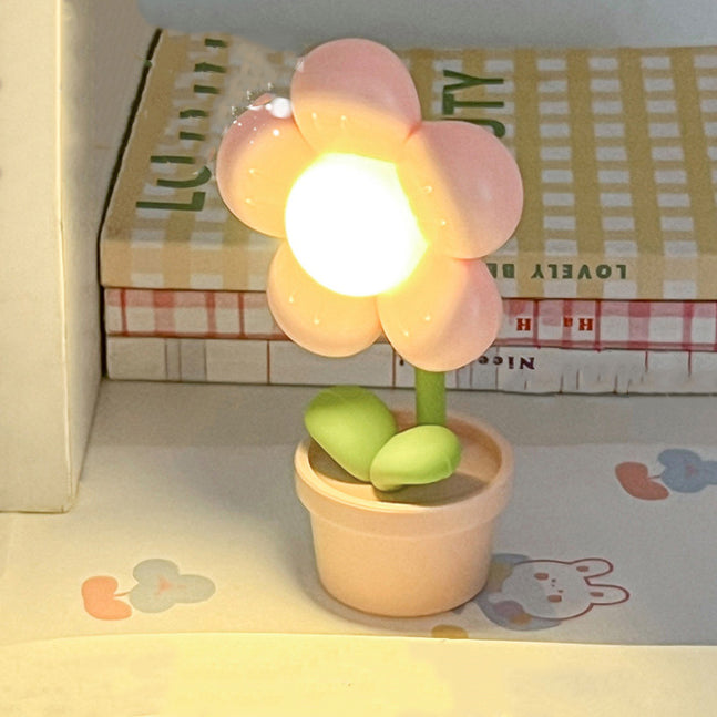 Contemporary Creative Cute Flower Round Table Base ABS PC LED Table Lamp For Bedroom