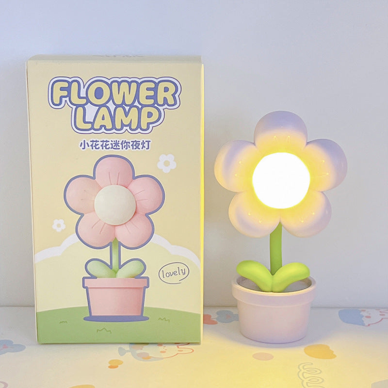 Contemporary Creative Cute Flower Round Table Base ABS PC LED Table Lamp For Bedroom