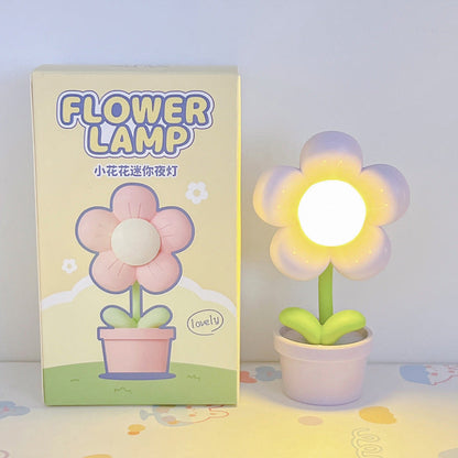Contemporary Creative Cute Flower Round Table Base ABS PC LED Table Lamp For Bedroom