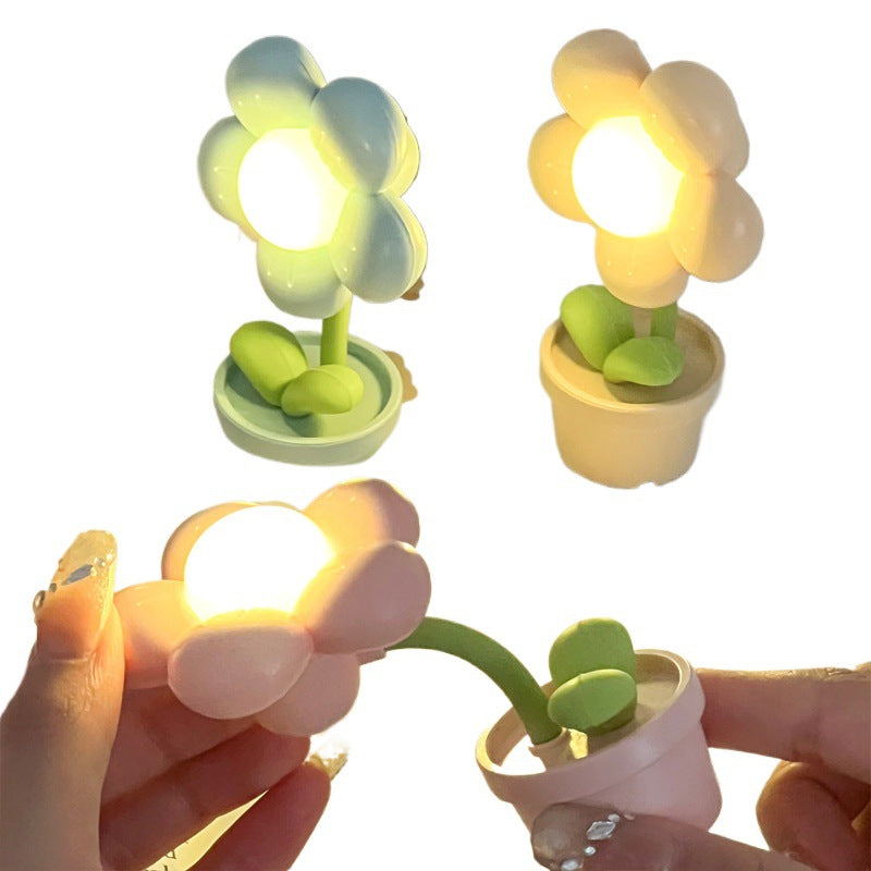 Contemporary Creative Cute Flower Round Table Base ABS PC LED Table Lamp For Bedroom