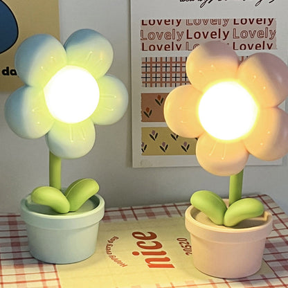 Contemporary Creative Cute Flower Round Table Base ABS PC LED Table Lamp For Bedroom