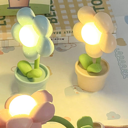 Contemporary Creative Cute Flower Round Table Base ABS PC LED Table Lamp For Bedroom
