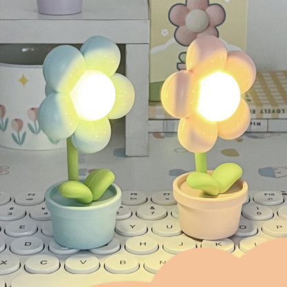 Contemporary Creative Cute Flower Round Table Base ABS PC LED Table Lamp For Bedroom