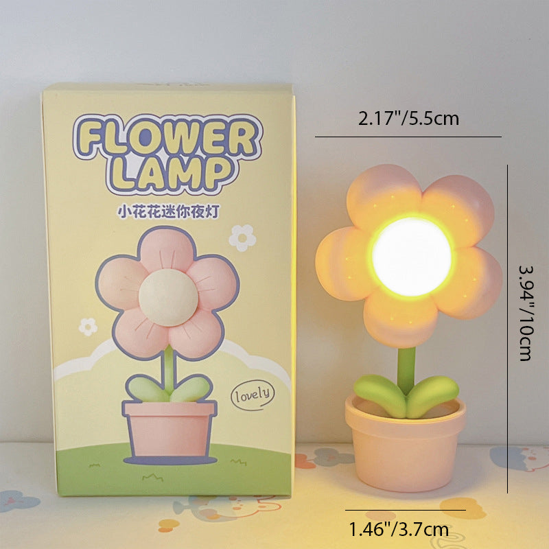 Contemporary Creative Cute Flower Round Table Base ABS PC LED Table Lamp For Bedroom