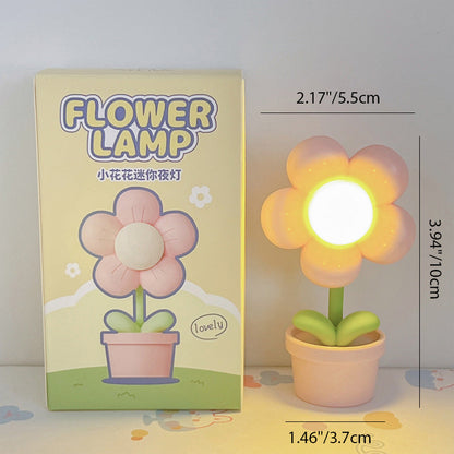 Contemporary Creative Cute Flower Round Table Base ABS PC LED Table Lamp For Bedroom