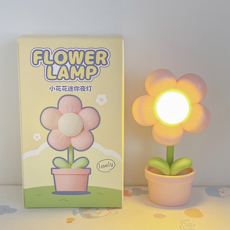 Contemporary Creative Cute Flower Round Table Base ABS PC LED Table Lamp For Bedroom