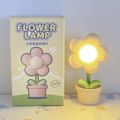 Contemporary Creative Cute Flower Round Table Base ABS PC LED Table Lamp For Bedroom