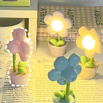 Contemporary Creative Cute Flower Round Table Base ABS PC LED Table Lamp For Bedroom