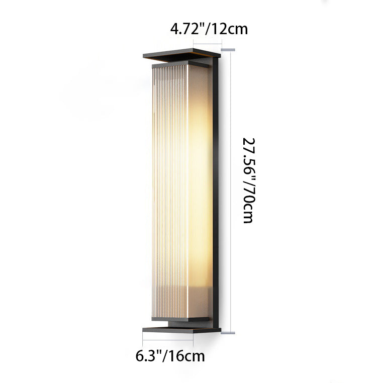 Modern Minimalist Solar Waterproof Rectangle Stripe Stainless Steel PC LED Outdoor Wall Sconce Lamp For Garden