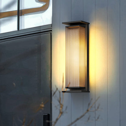Modern Minimalist Solar Waterproof Rectangle Stripe Stainless Steel PC LED Outdoor Wall Sconce Lamp For Garden
